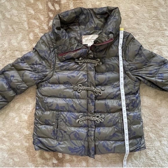 Anthropologie Convertible Floral Puffer Quilted Jacket Vest In Green Blue Size S - Picture 7 of 13